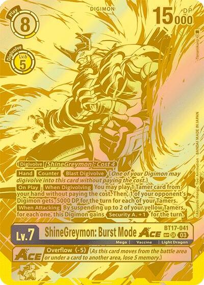shinegreymon digimon card game ShineGreymon: Burst Mode ACE (Textured) - Foil