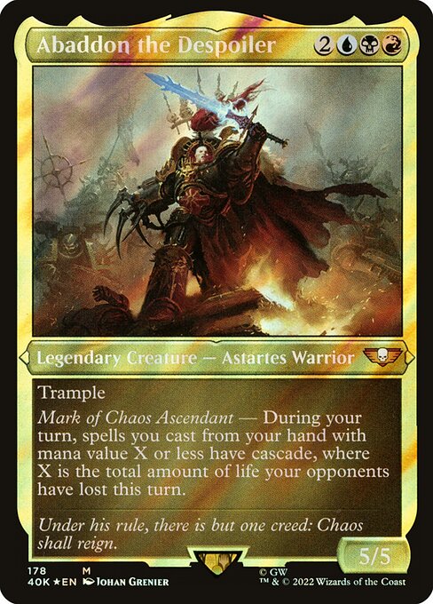 mtg etched foil cards Abaddon the Despoiler - Surge Foil Etched Thick Stock