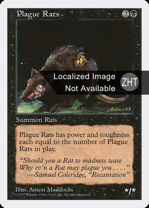 MTG 疫病ネズミ　plague rats 英語　アルファ　α LEA Plague Rats · Limited Edition Alpha (LEA) #121 · Scryfall