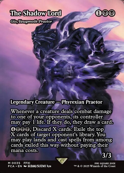 Gix, Yawgmoth Praetor "The Shadow Lord" - Foil Showcase - LaughingDragonMTG Gix, Yawgmoth Praetor "The Shadow Lord" - Foil Showcase - LaughingDragonMTG