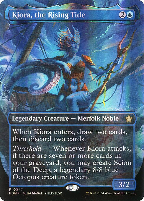 Kiora, the Rising Tide - Mana Foil Extended Art - LaughingDragonMTG Kiora, the Rising Tide - Mana Foil Extended Art - LaughingDragonMTG