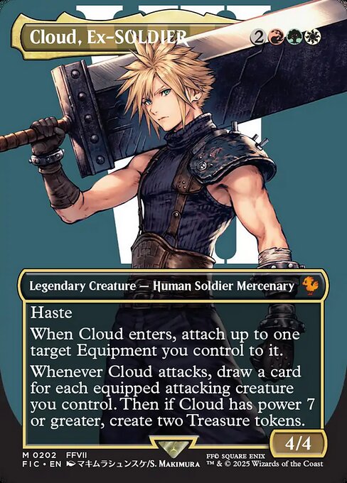 Cloud, Ex-SOLDIER (#202) - Foil Extended Art - LaughingDragonMTG Cloud, Ex-SOLDIER (#202) - Foil Extended Art - LaughingDragonMTG