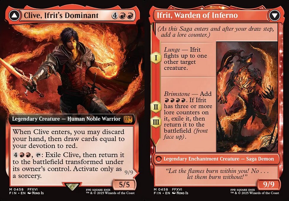 ifrit mtg card FOIL] Clive, Ifrit's Dominant (Borderless) (Surge Foil) (0530) it deals 4 damage divided as you choose among any number of target creatures and/or planeswalkers Clive, Ifrit's Dominant // Ifrit,
