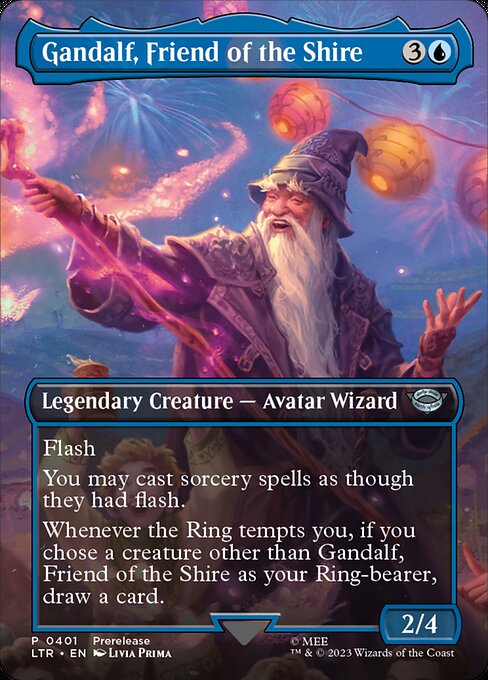 mtg lotr extended art cards Gandalf, Friend of the Shire