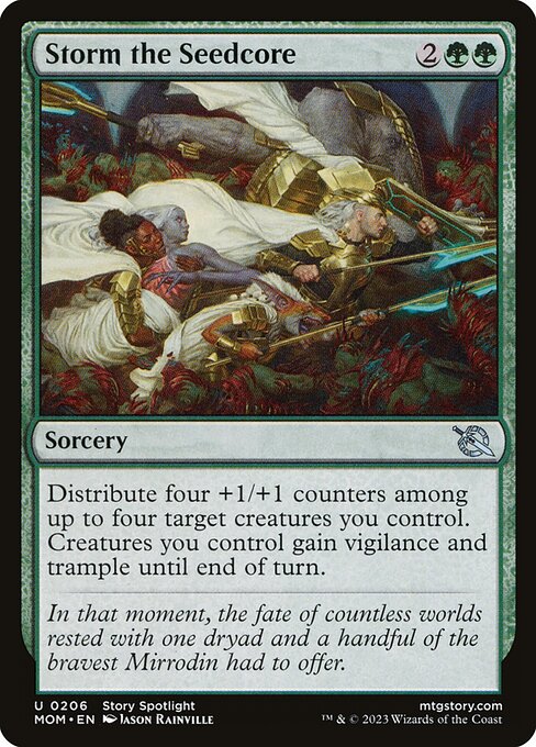 green storm cards mtg Magic: the Gathering - Sprouting Vines Flying Whenever an opponent draws a card except the first one they draw in each of their draw steps Storm the Seedcore - LaughingDragonMTG