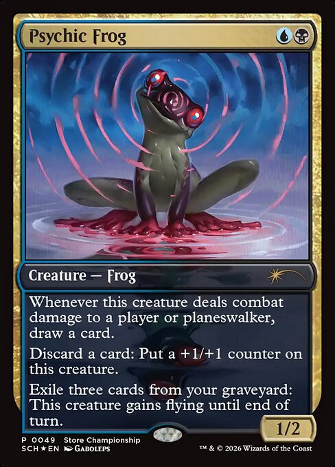 mtg cards with frogs in the art Omnibian Print Psychic Frog gains flying until end of turn Mtg Bloomburrow Frog - Etsy