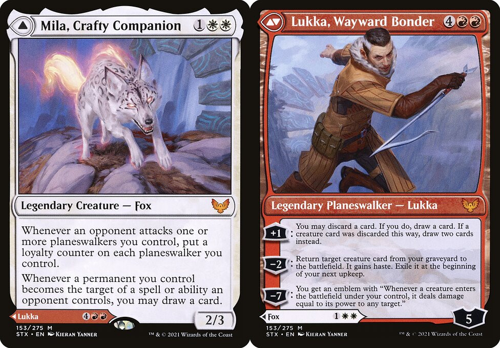 Mila, Crafty Companion // Lukka, Wayward Bonder - LaughingDragonMTG Mila, Crafty Companion // Lukka, Wayward Bonder - LaughingDragonMTG