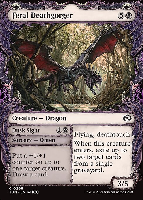 Feral Deathgorger // Dusk Sight - Foil Showcase - LaughingDragonMTG Feral Deathgorger // Dusk Sight - Foil Showcase - LaughingDragonMTG