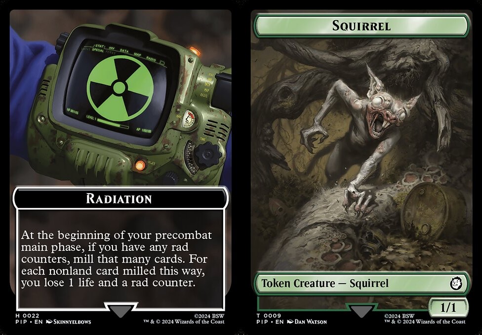 mtg radiation cards // Squirrel - Foil Token The Gathering collectible card game Acquired Mutation [Fallout] Moderately Played