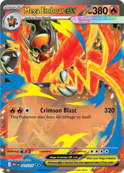 320 hp pokemon card Mega Emboar ex (#031/217) - Holofoil