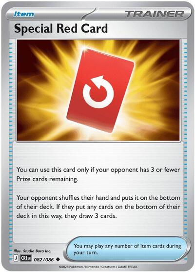 professor's letter pokemon card Special Red Card (#082/086) - Reverse Holofoil