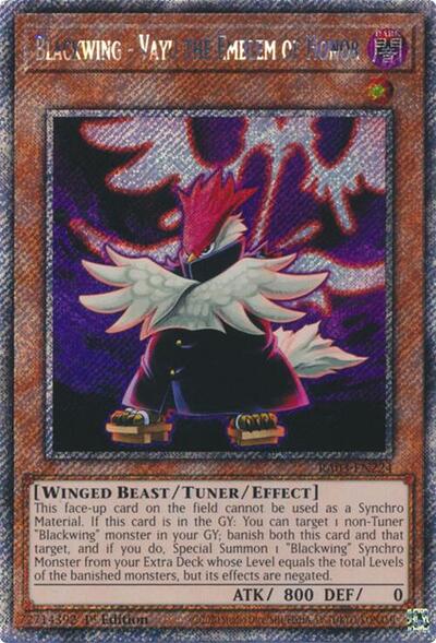 Blackwing - Vayu the Emblem of Honor (Platinum Secret Rare) - 1st Edition - Paragon City Games Blackwing - Vayu the Emblem of Honor (Platinum Secret Rare) - 1st Edition - Paragon City Games